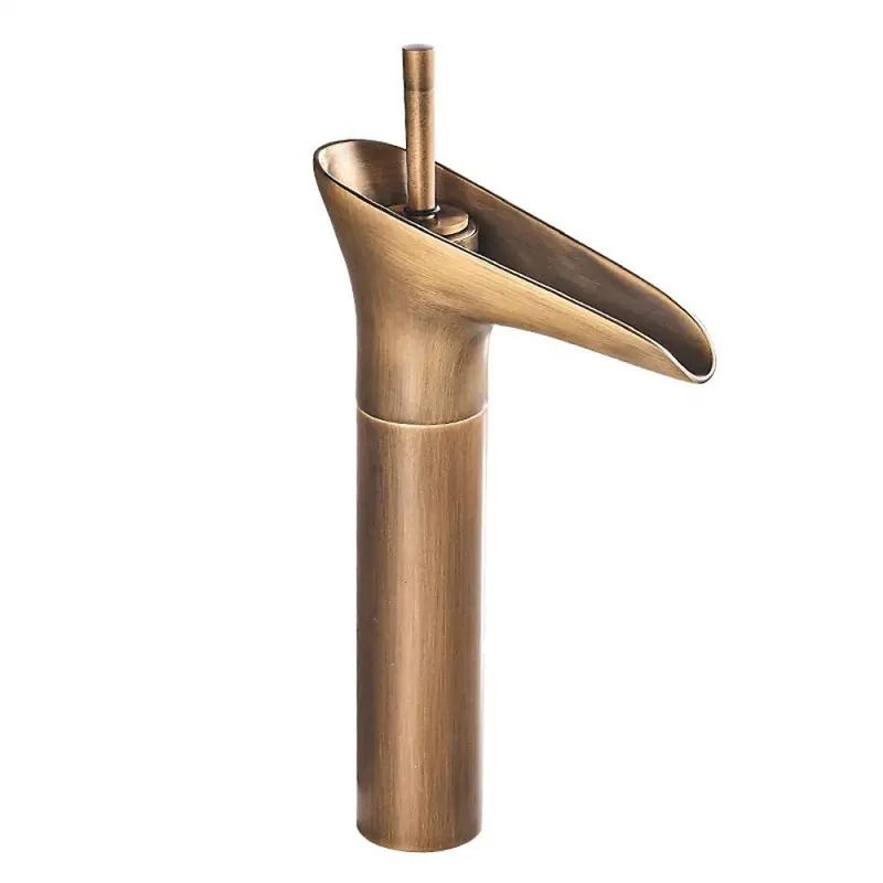 Grifo lavabo caño alto monomando retro, bronce