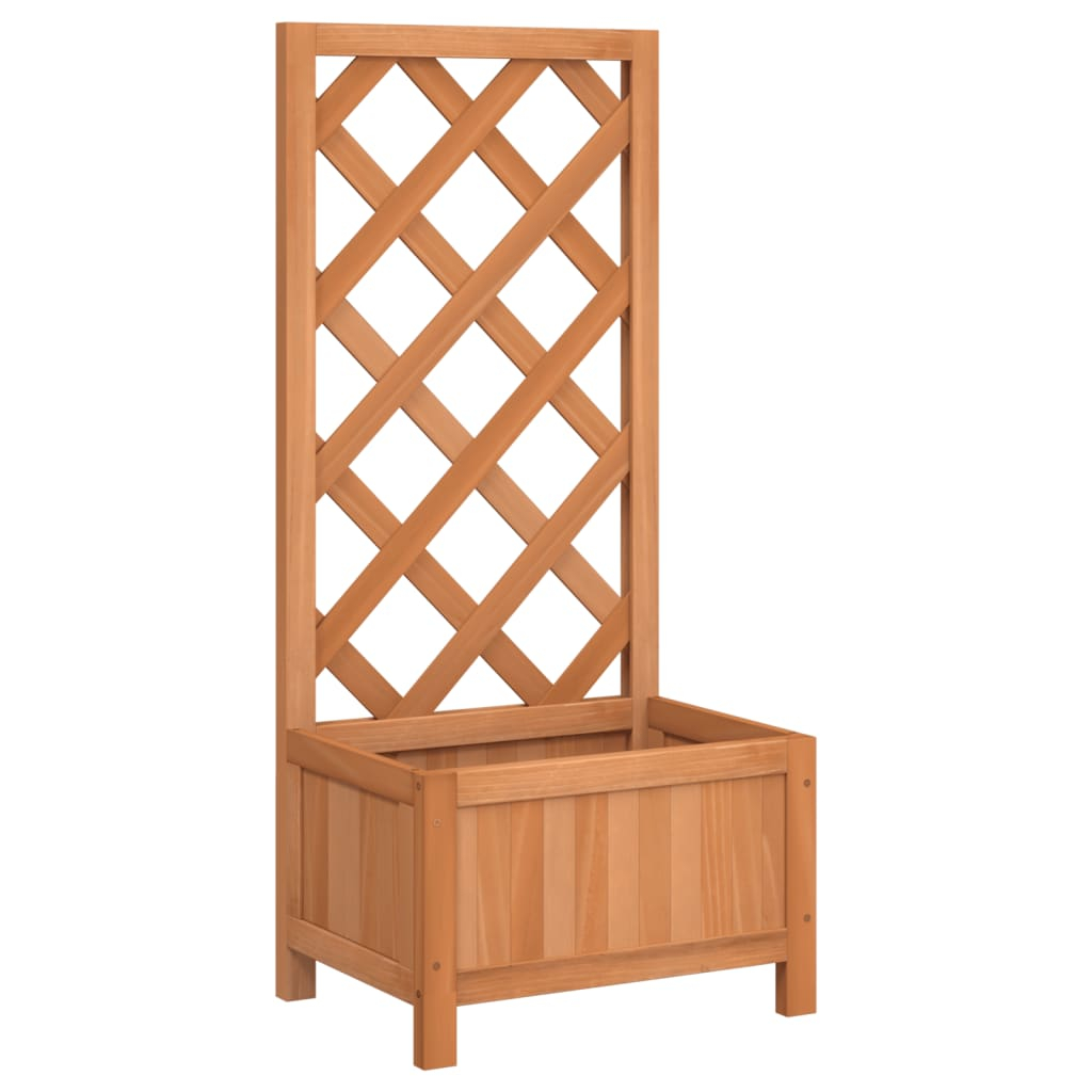 vidaXL jardinera con enrejado de madera maciza de abeto marrón