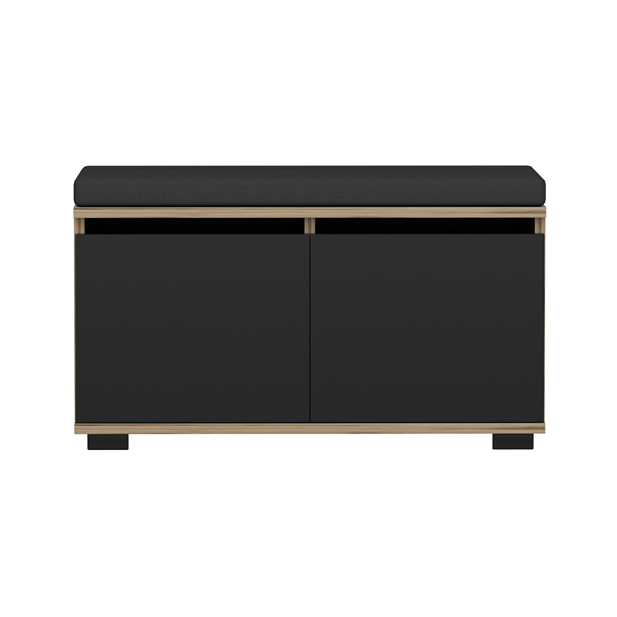 Banco zapatero brande tapizado aglomerado/textil 42x80x35 cm - roble/negro