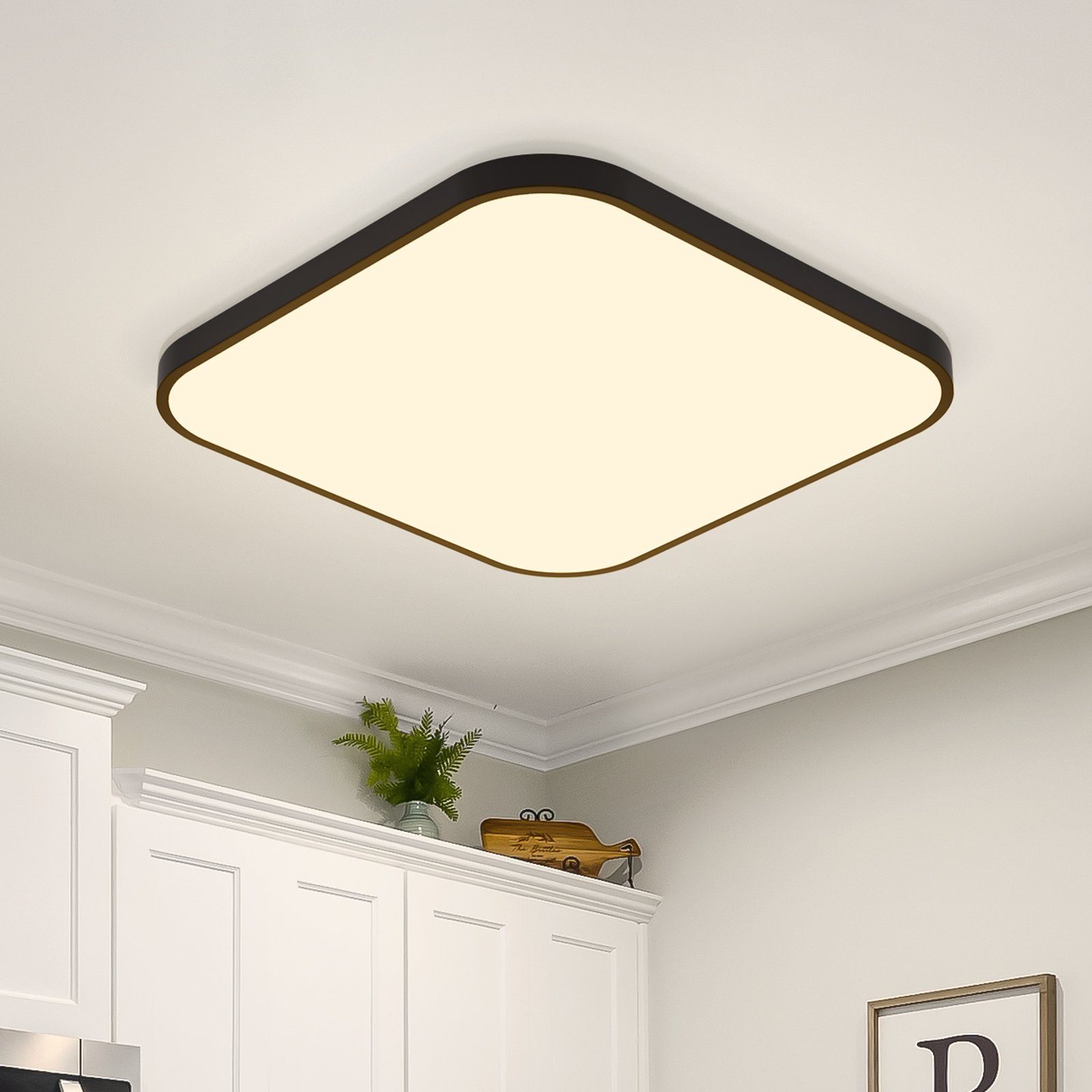 Nettlife lámpara de techo LED plana 27 cm lámpara de negro blanco cálido