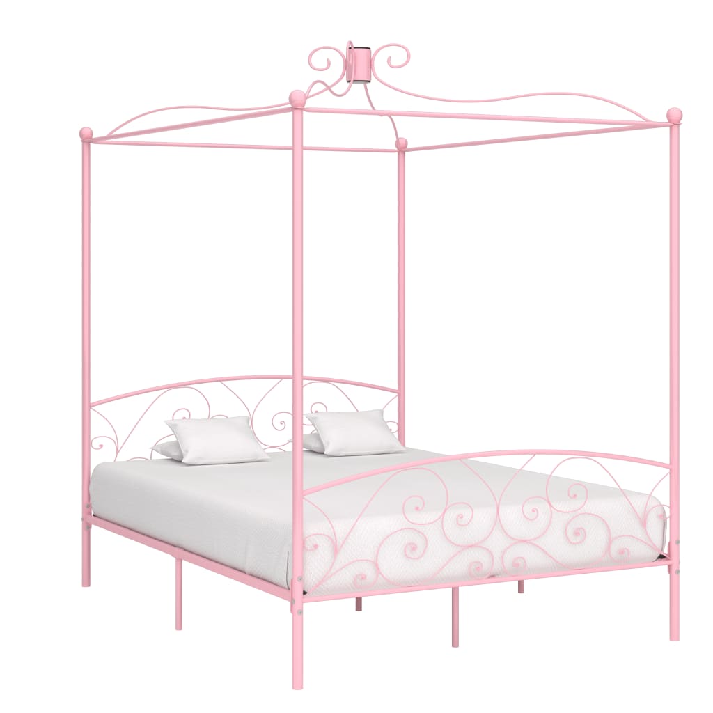 Cama con dosel - 180x200 cm metal rosa