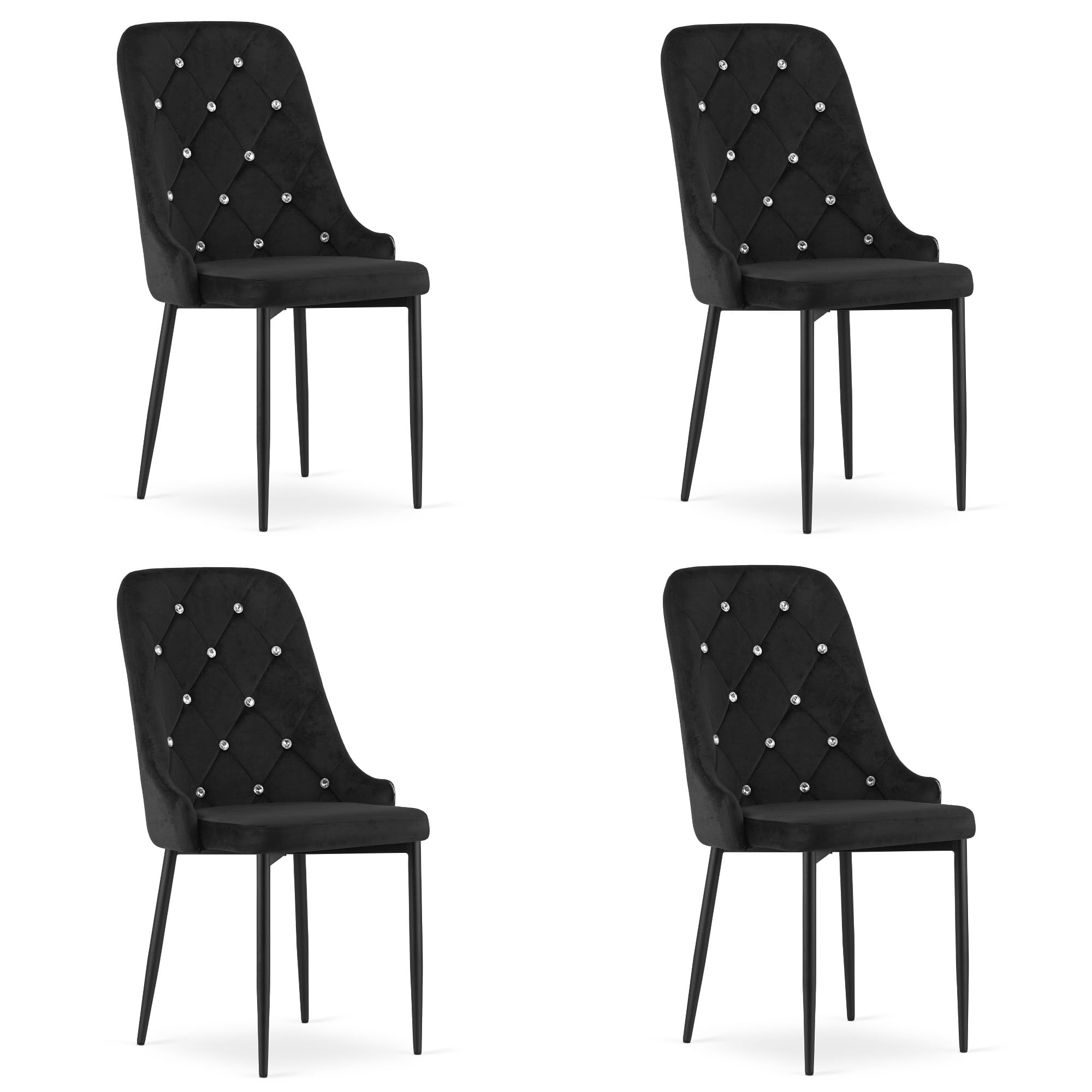 Silla valora remi de terciopelo negro con patas metálicas (x4)
