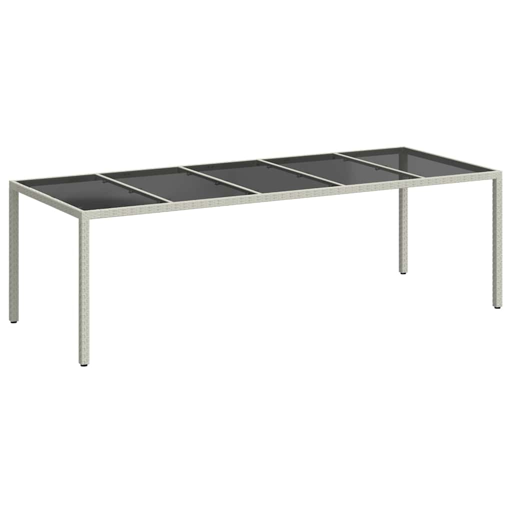 vidaXL mesa jardín vidrio templado ratán sintético blanco 250x100x75cm