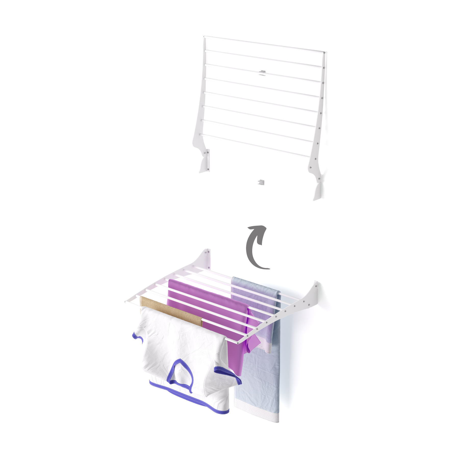 Tendedero compacto pared, 62 cm, foxydry fold, blanco