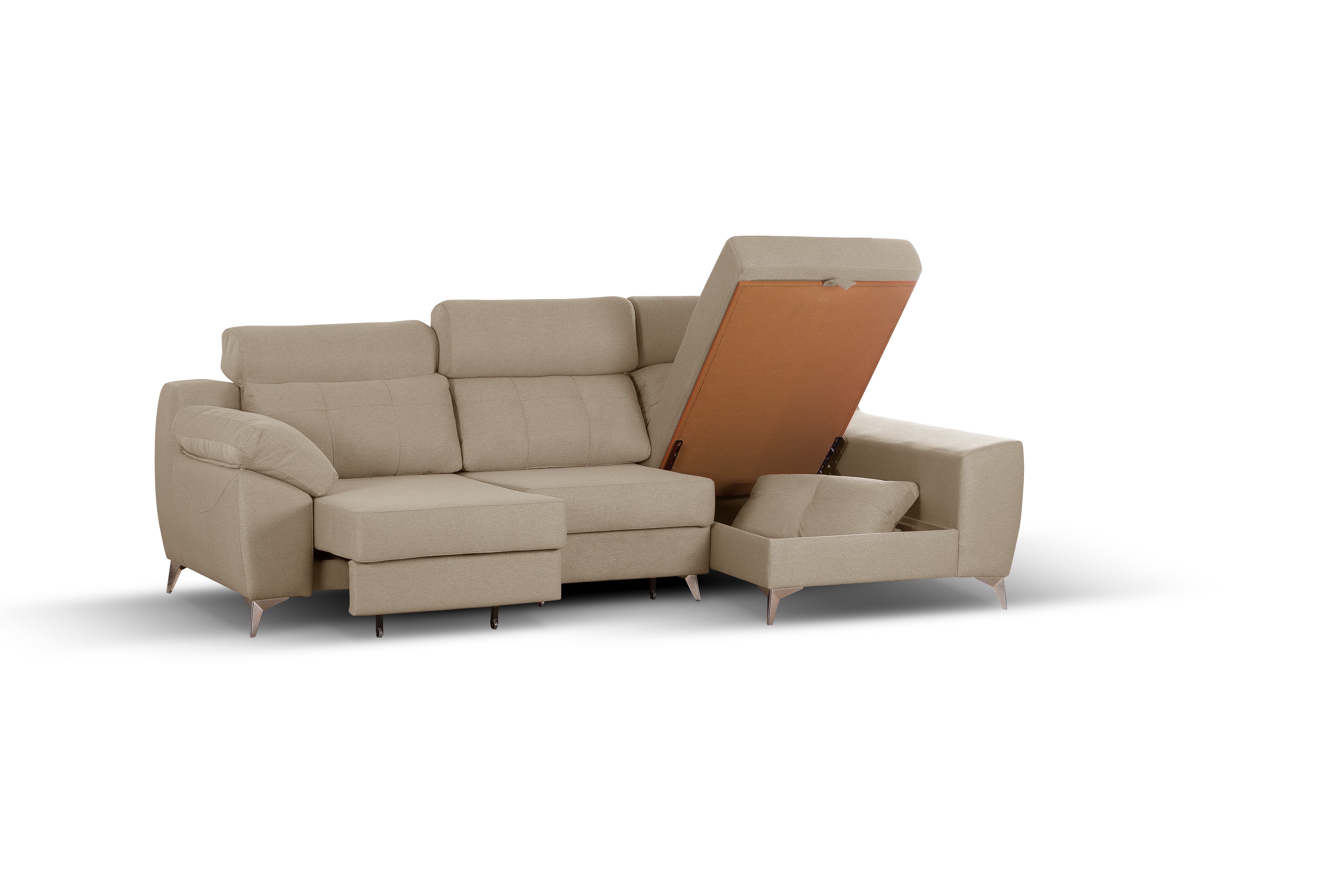 Sofá cama chaiselongue elegance beige derecha