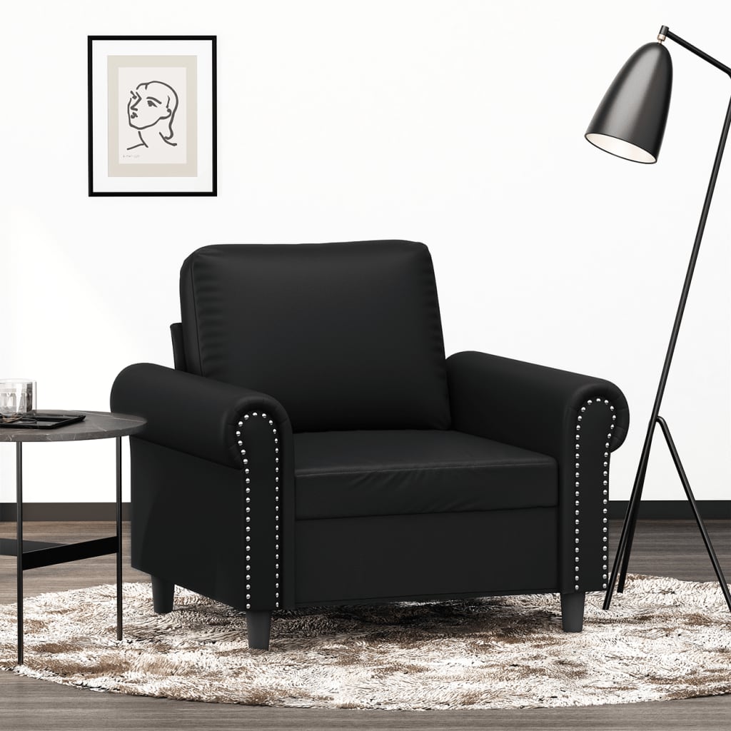 Sillón cuero sintético negro 60 cm qweo8965