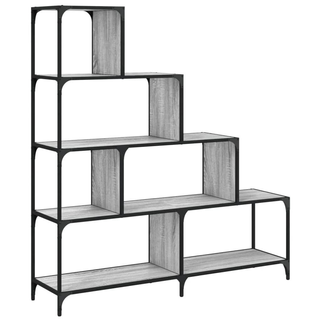 vidaXL librería con 4 peldaños madera gris sonoma 139x33,5x149 cm