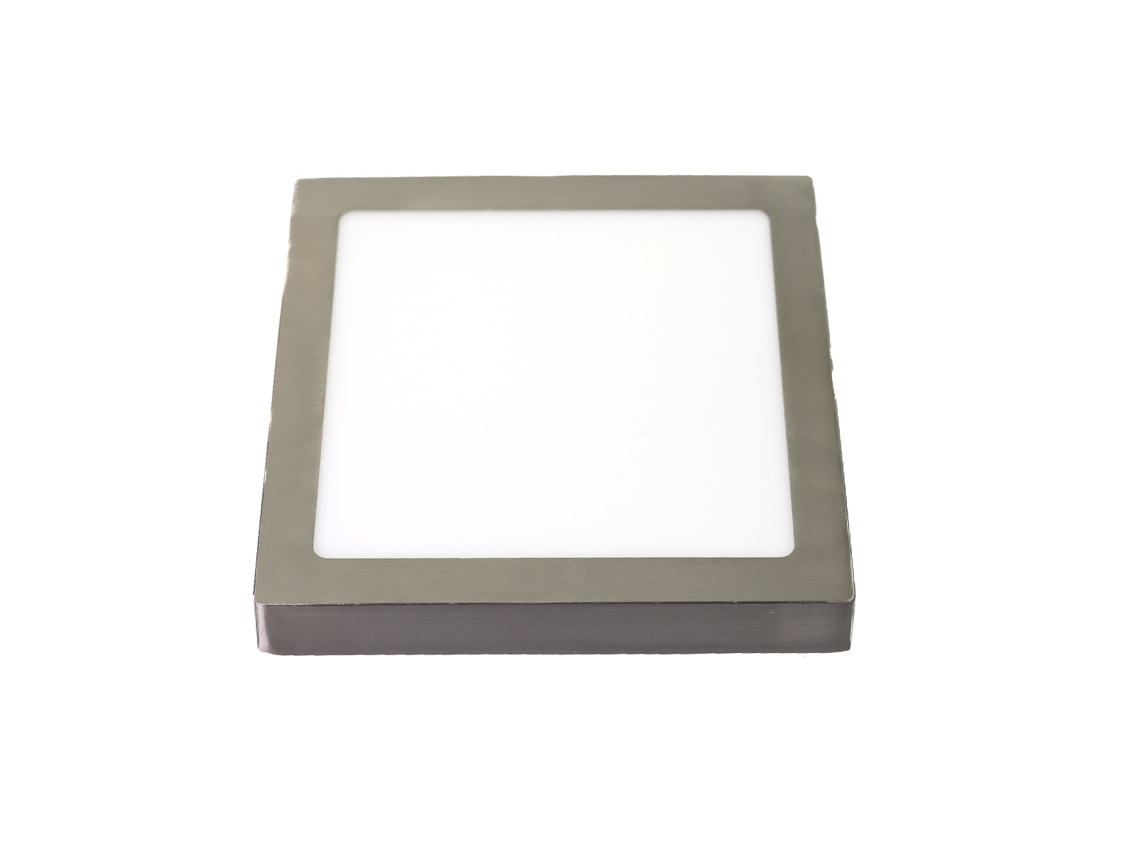 Downlight LED 18w luz tono frío 6000k, cuadrado de superficie. Color acero