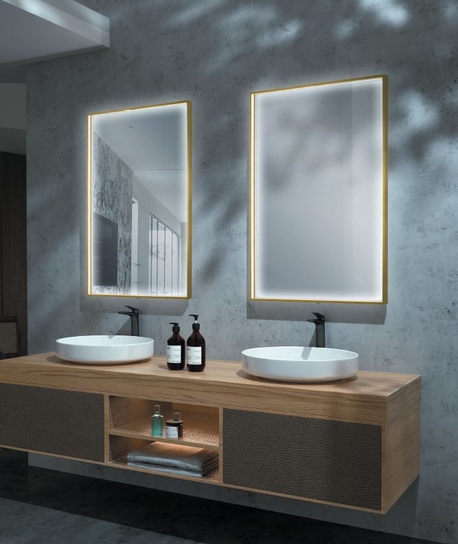 LEDimex-espejo ability 120x80 luz perimetral oro cepillado