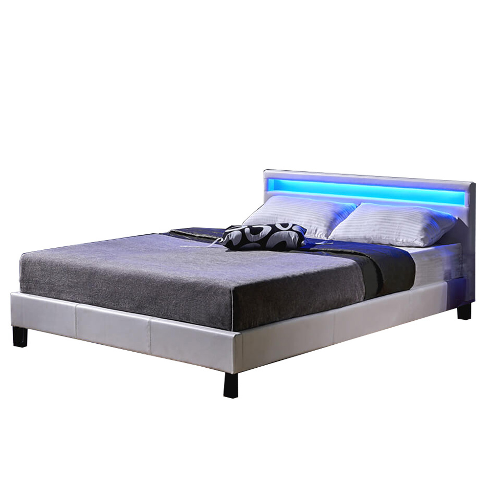 Cama LED astro con colchón - 140 x 200 cm blanco