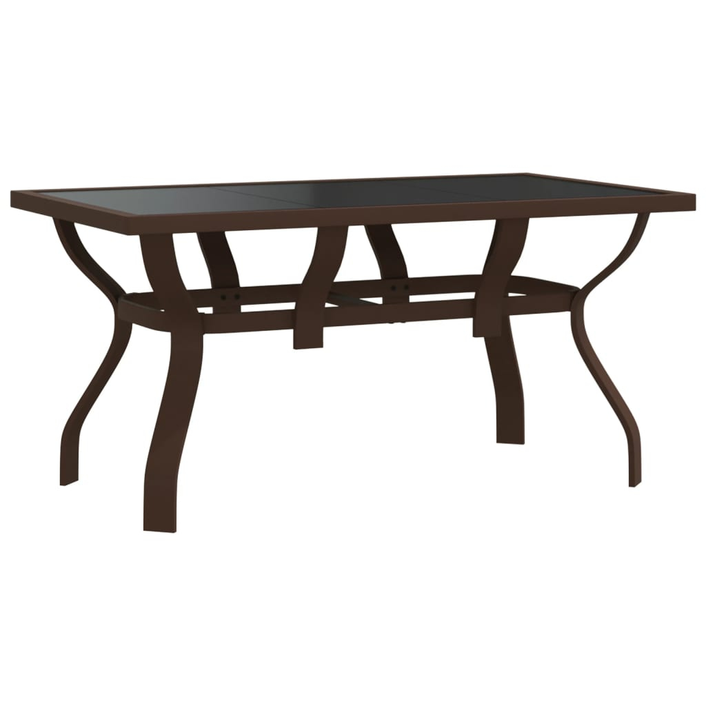 vidaXL mesa de jardín acero y vidrio marrón y negro 140x70x70 cm