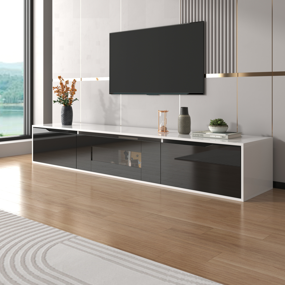 Mueble de tv con LED 16 colores blanco brillo 30x180x35cm