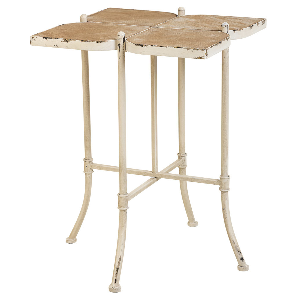 Mesa auxiliar de madera y metal blanca 48x48x66.5