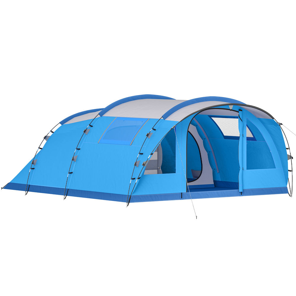 Tienda de campaña 505x390x196 cm poliéster, tela oxford color azul Outsunny