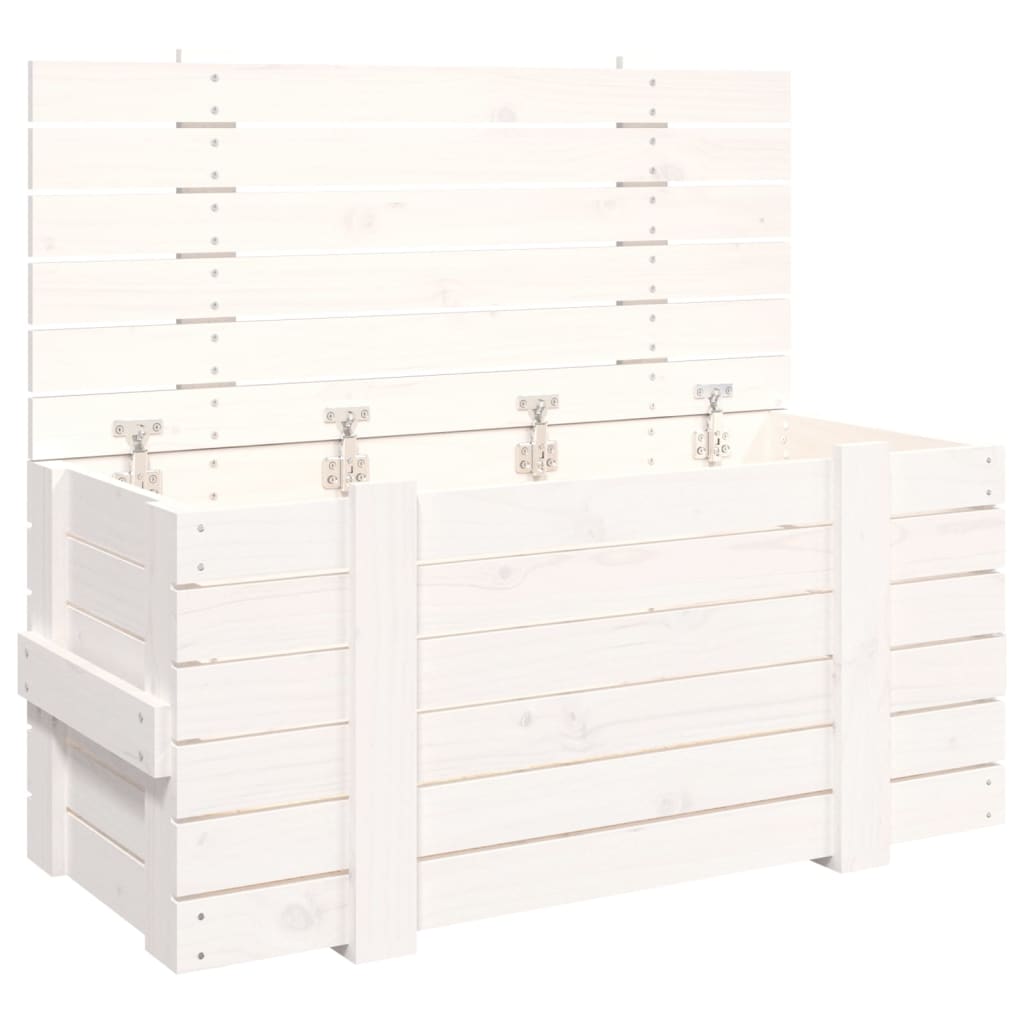 vidaXL caja de almacenaje madera maciza de pino blanco 91x40,5x42 cm