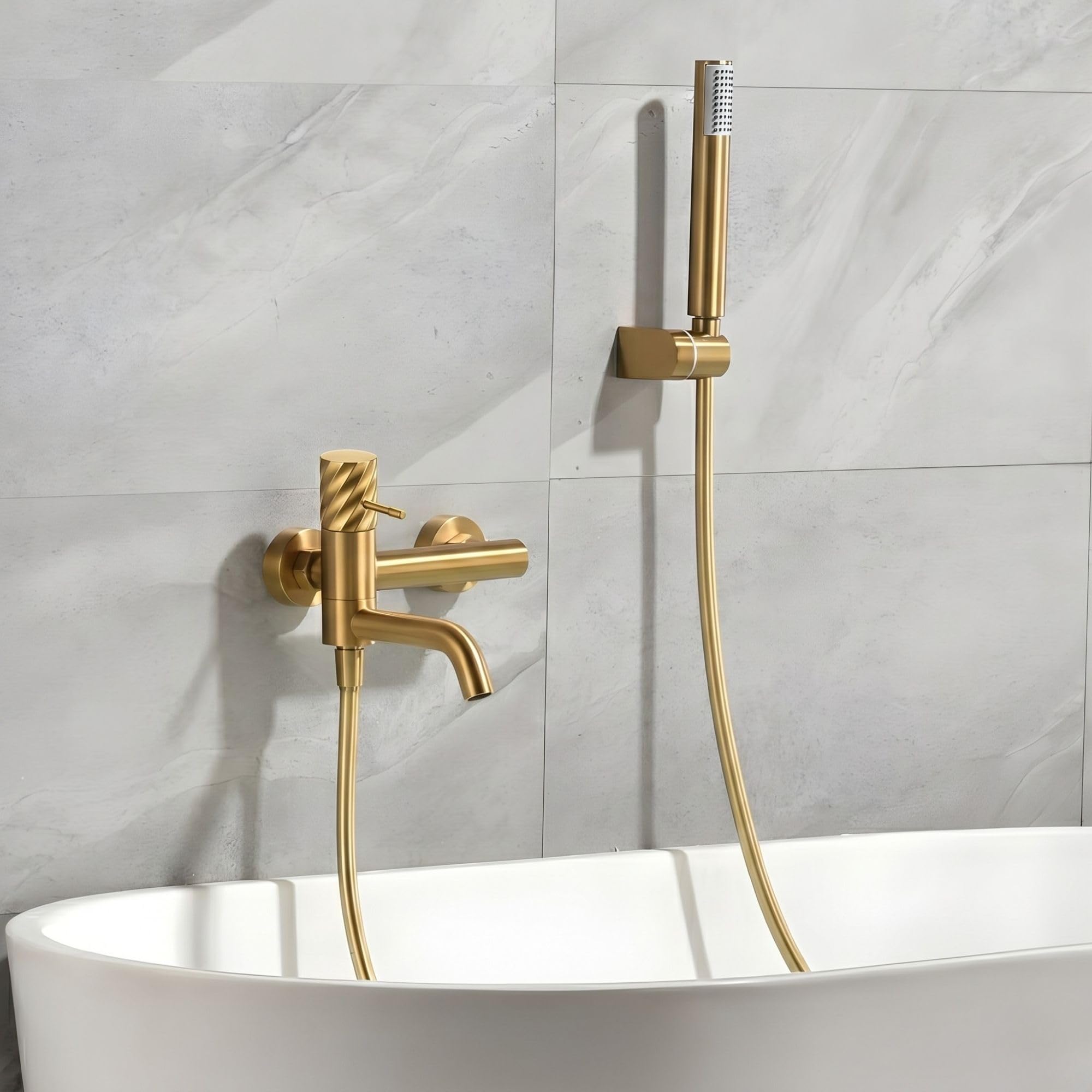 Imex - grifo monomando bañera y ducha dorado acero inoxidable serie bless
