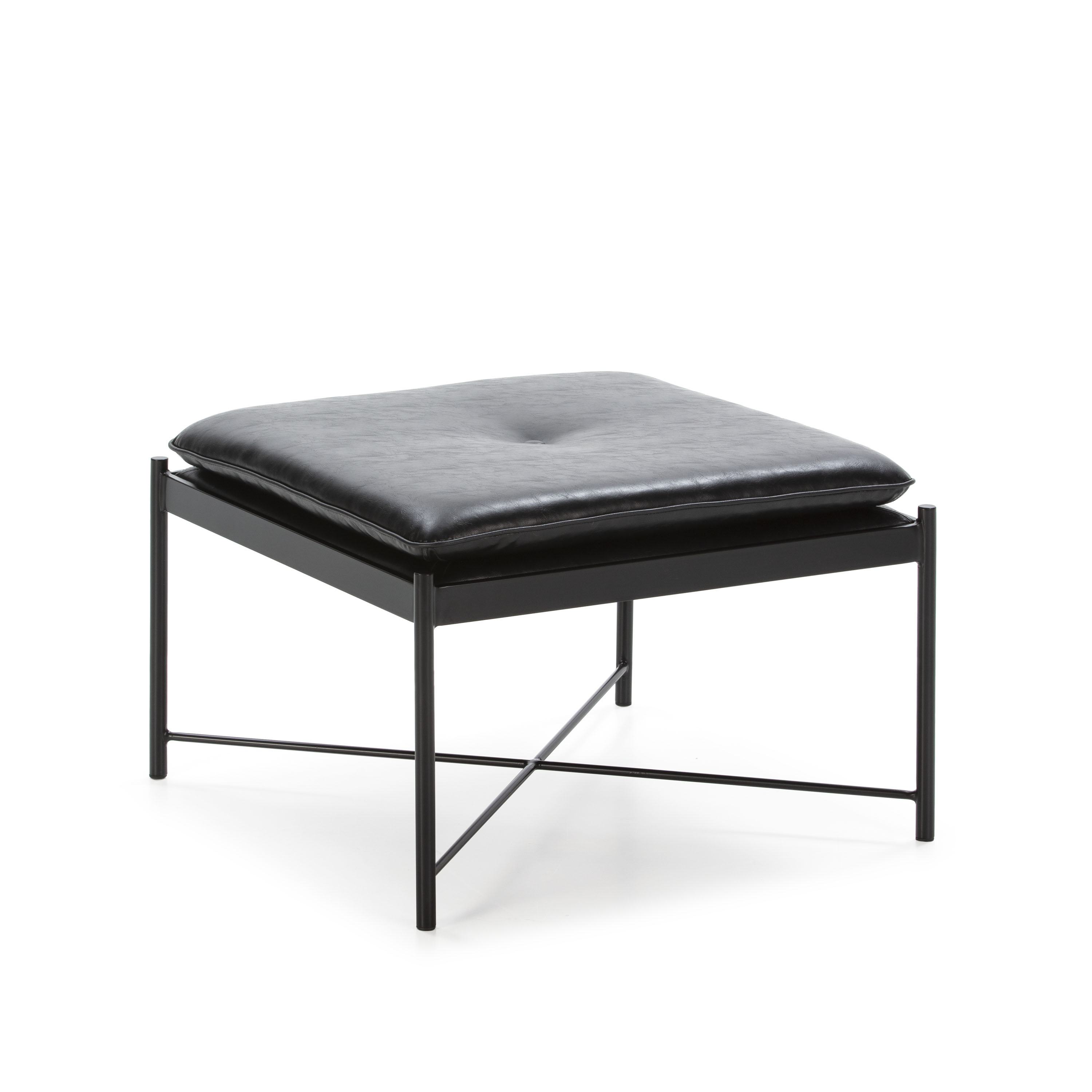 Puff 60x60x41 polipiel negro, metal negro