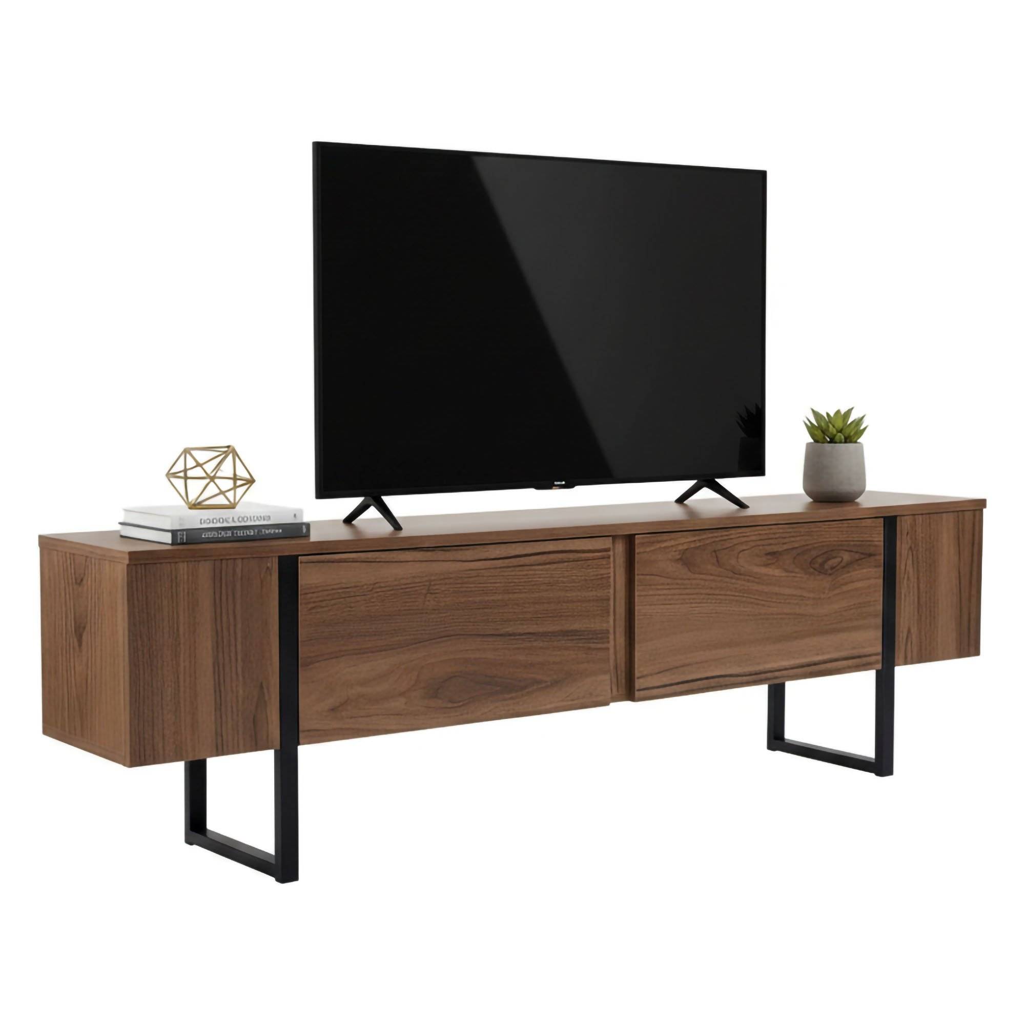 Mueble para tv tarquin, 2 compartimentos, madera marrón nogal