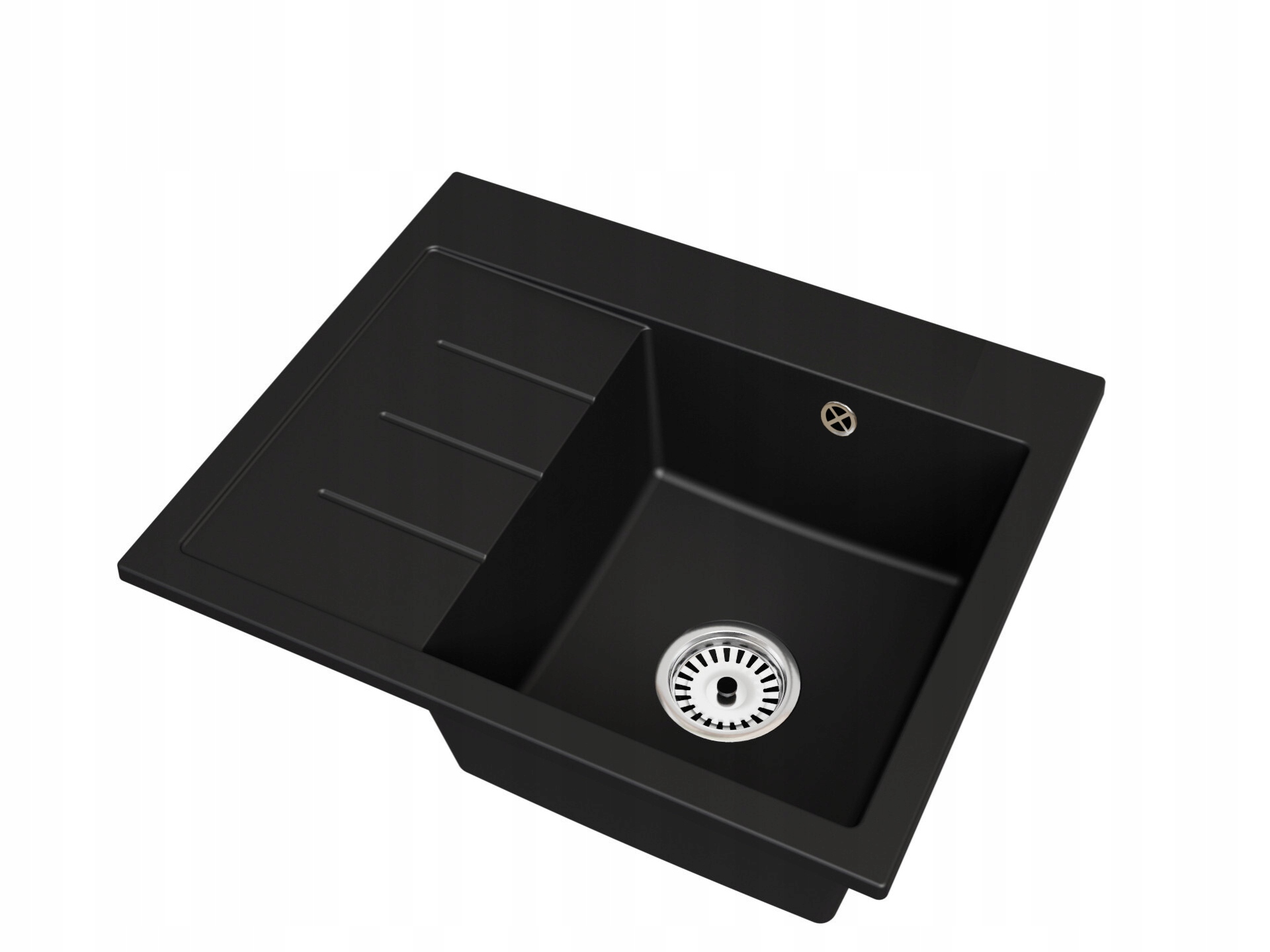 Fregadero cocina negro 60x50cm, fregadero granito 1 seno + sifón