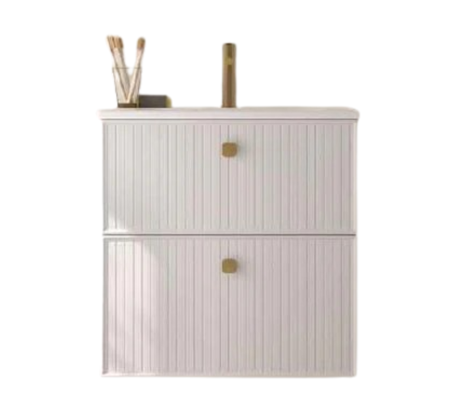 Mueble baño blanco 2 cajones + lavabo bajo encimera - 60x46 2 cajones