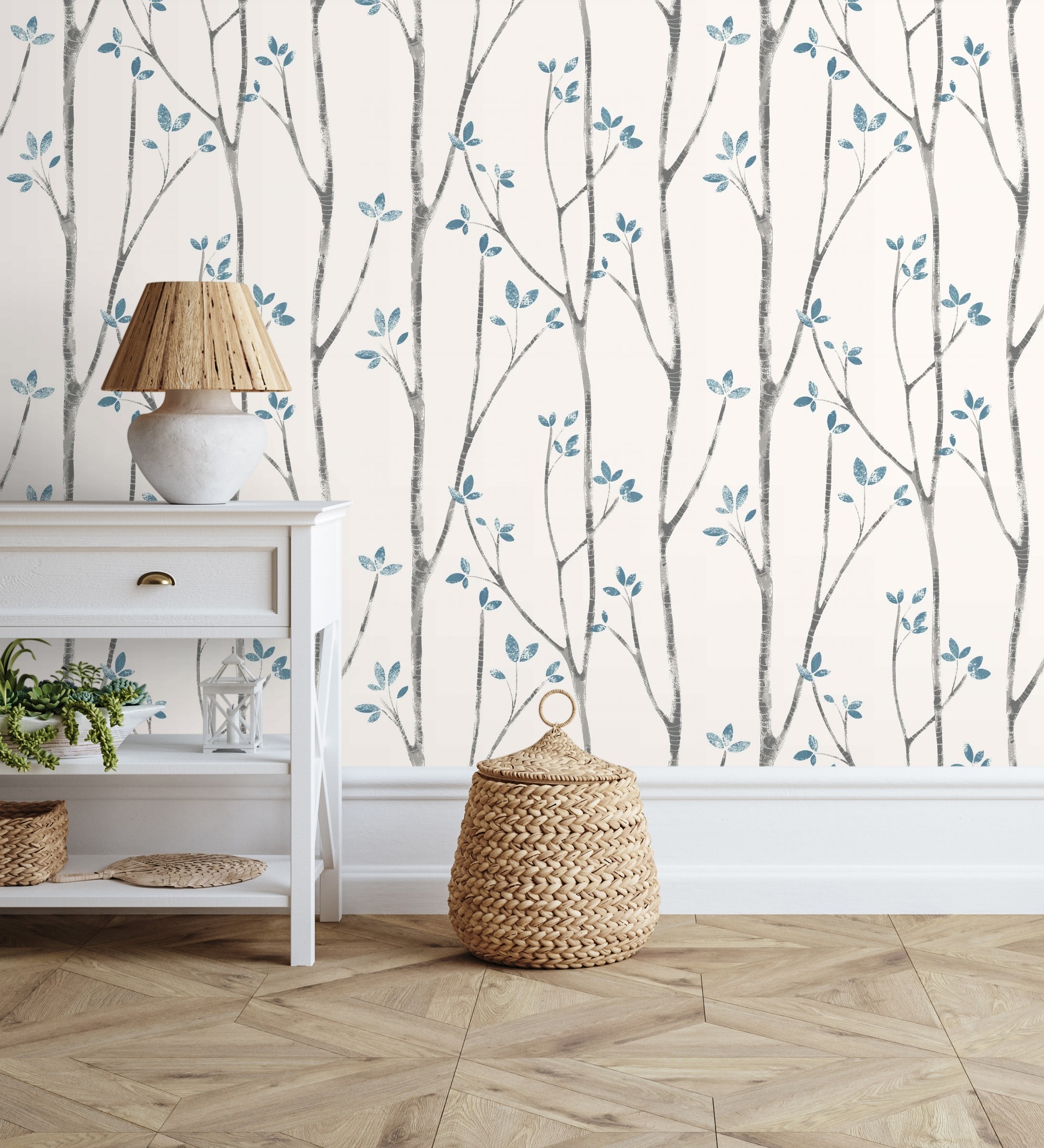 Papel pintado gaulan de ramas de árboles nórdicos con hojas 5.23m²