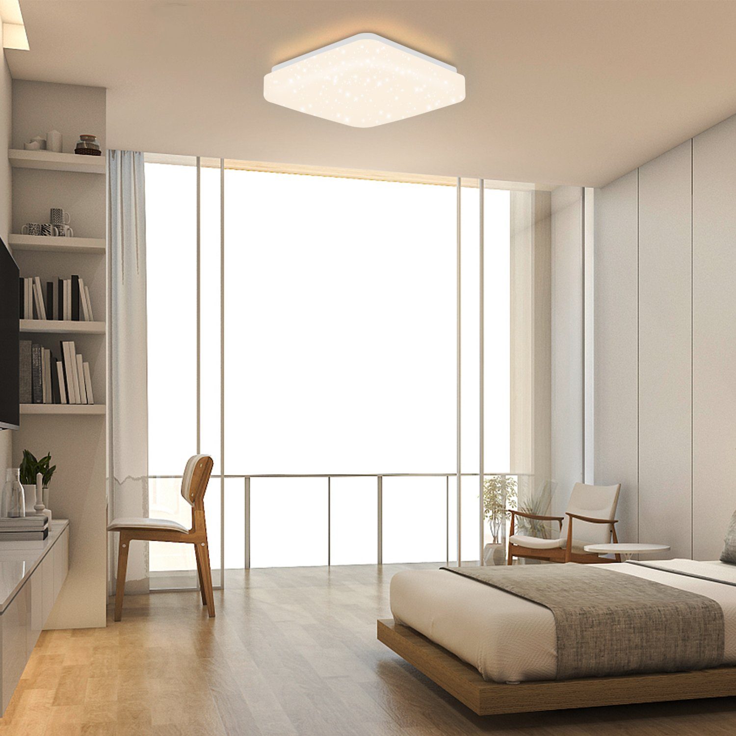 Nettlife lámpara techo LED 15w, dormitorio cielo estrellado 21cm, blanca