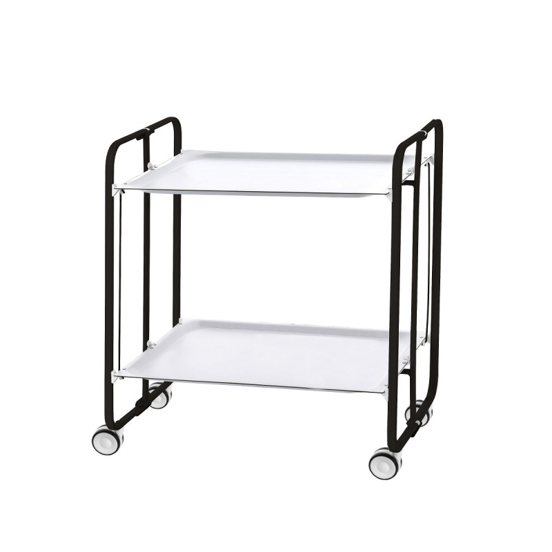 Carrito auxiliar con ruedas bauhaus armazón metálico negro, 2 bandejas