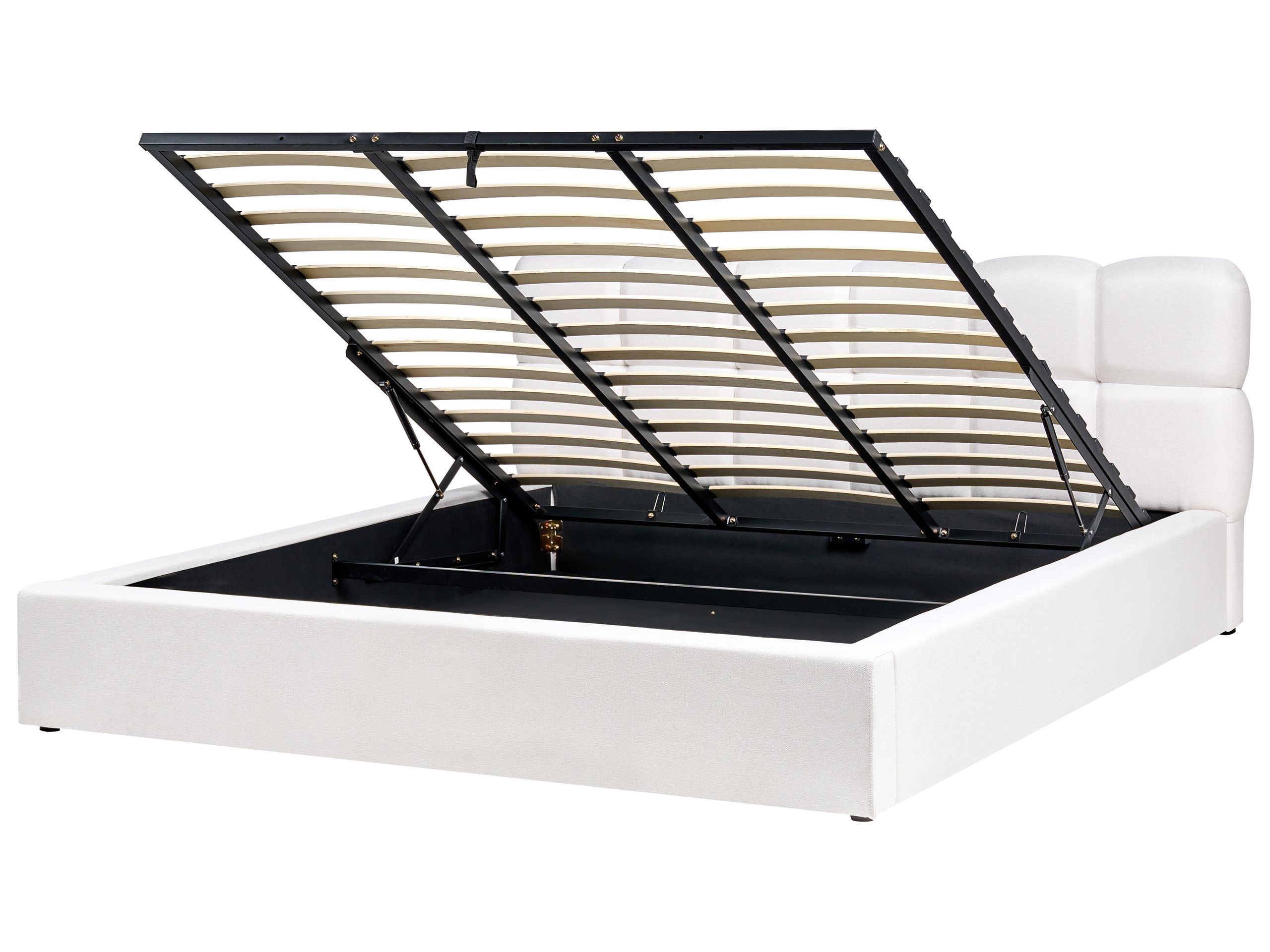 Cama con almacenaje baston tela blanco crema 180 x 200 cm