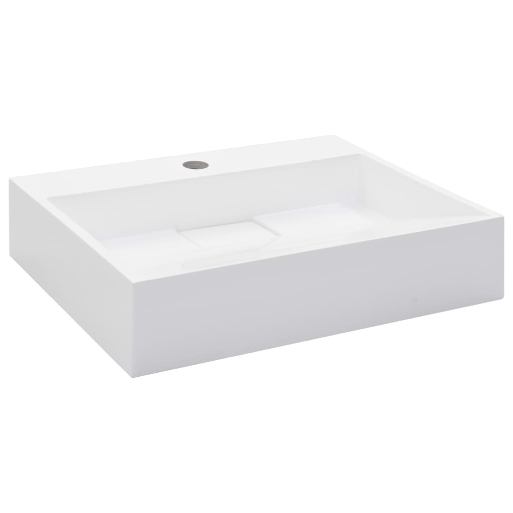 vidaXL lavabo 50x38x13 cm resina mineral/mármol blanco