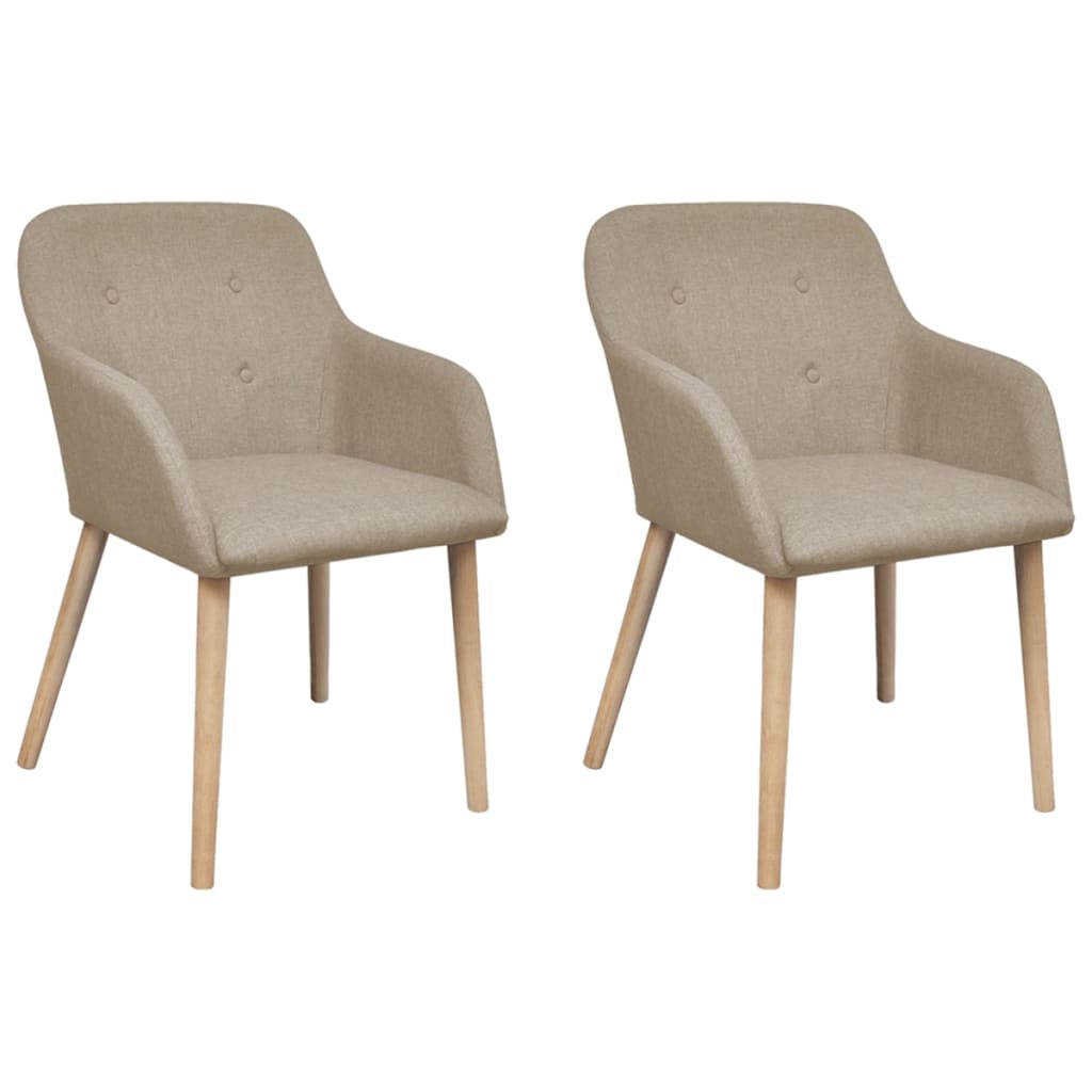 Sillas de comedor 2 uds tela y madera maciza de roble beige qweo1308