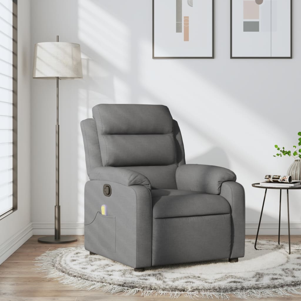 Sillón de masaje reclinable de tela gris oscuro es5649