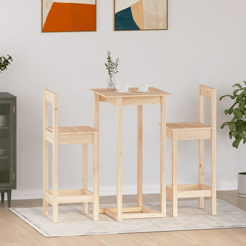 Set de bar 3 piezas madera maciza de pino oif249410