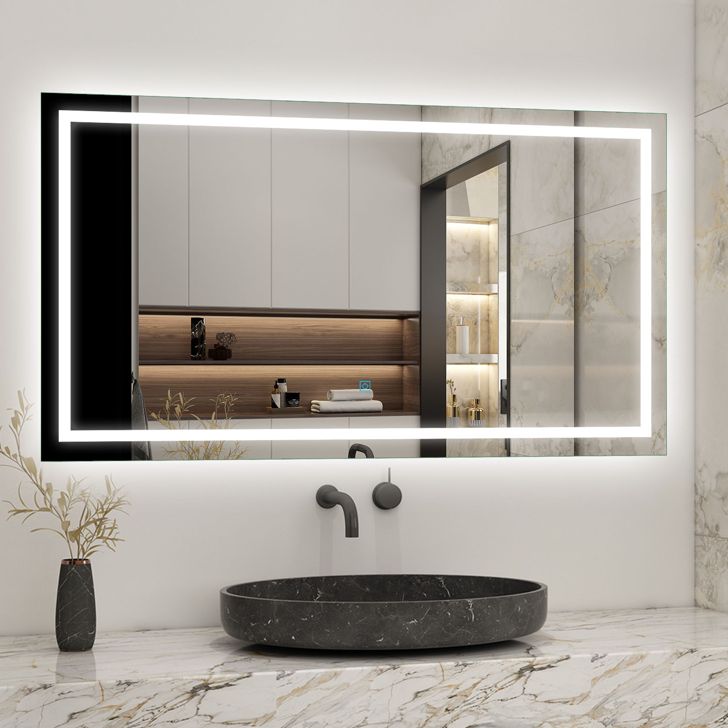 Aica espejo de baño LED 120 x 70 cm, antivaho, brillo regulable