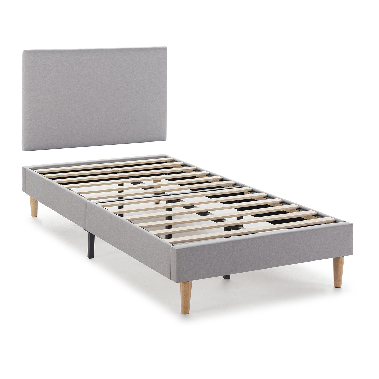 Base tapizada + cabecero aura 90x190 cm gris claro