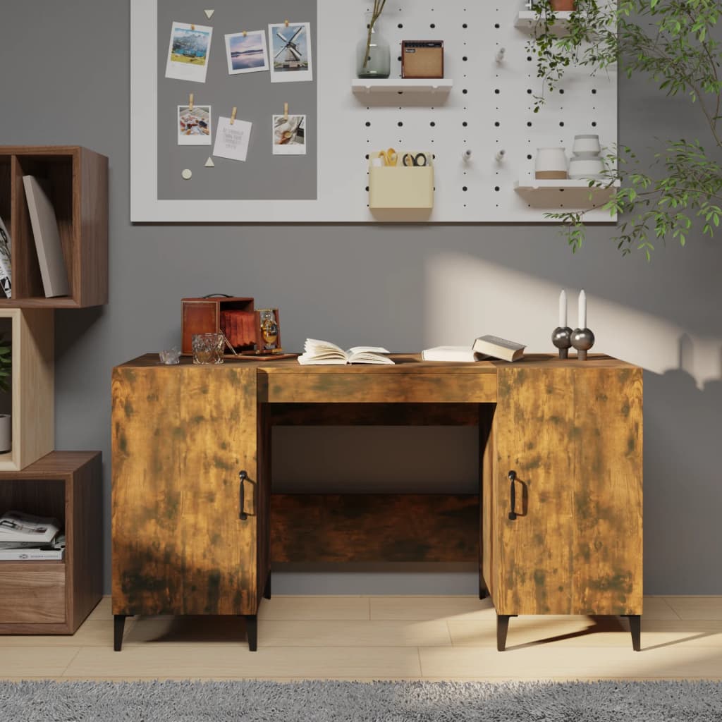 Escritorio madera contrachapada roble ahumado 140x50x75 cm es2733