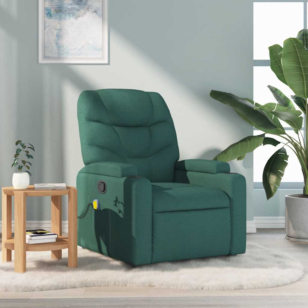 Sillón de masaje reclinable de tela verde oscuro qweo2701