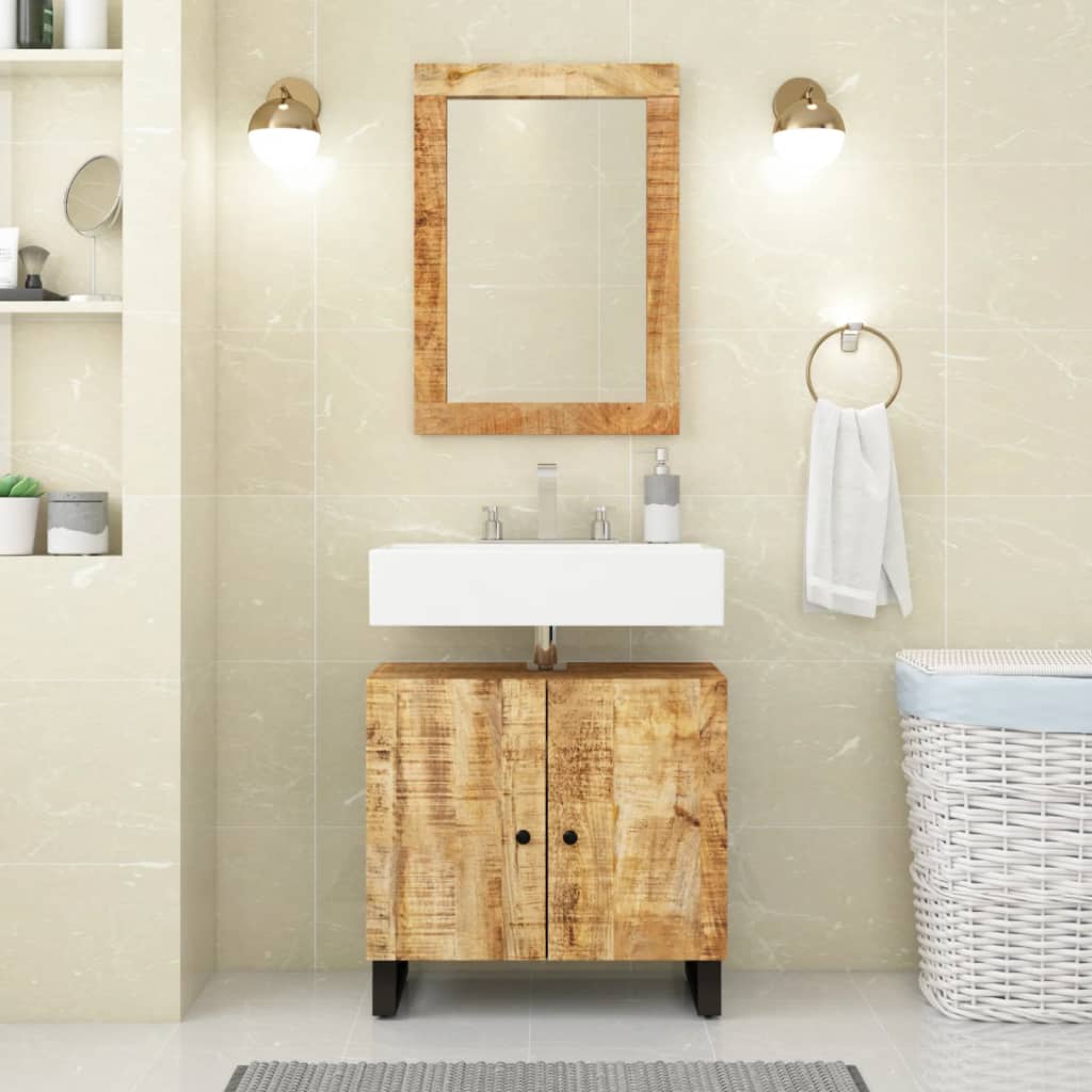 Conjunto de muebles de baño 2 piezas madera maciza de mango(sin lavabo)