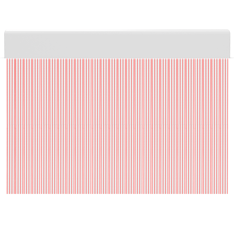 Cortina para puertas de PVC pastel transparente con rojo / 100 x 215