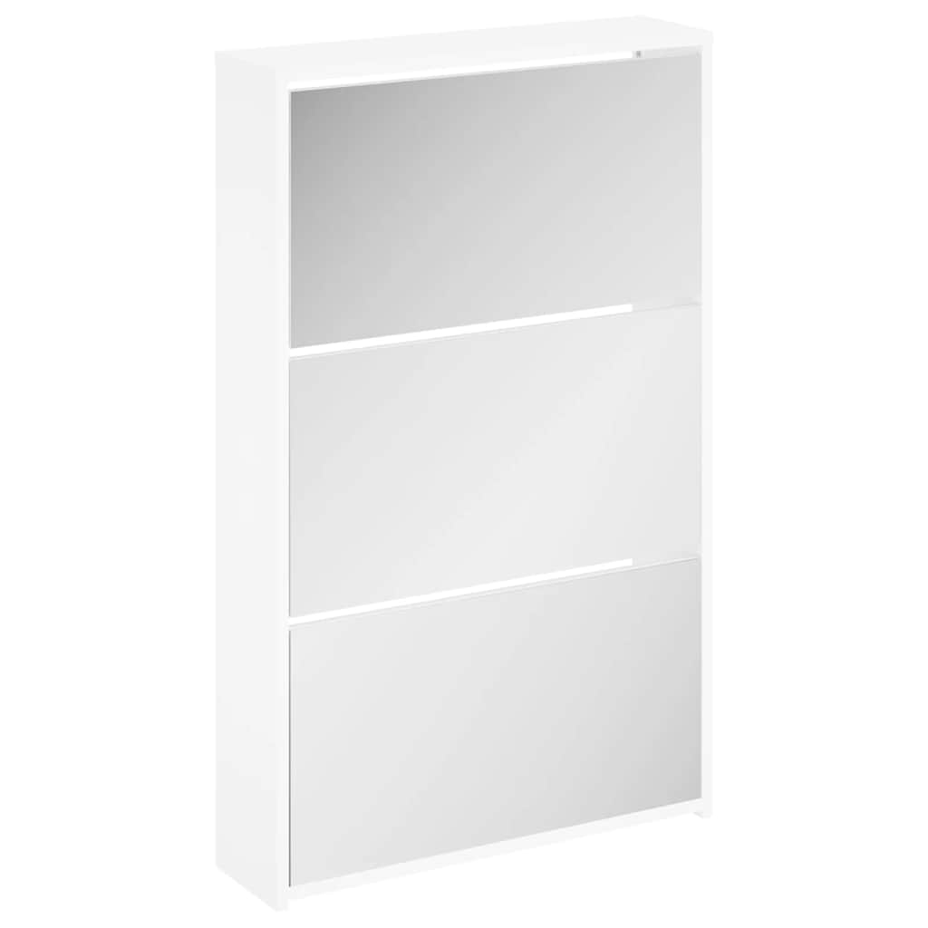 vidaXL zapatero 3 niveles y espejo blanco 63x17x102,5 cm