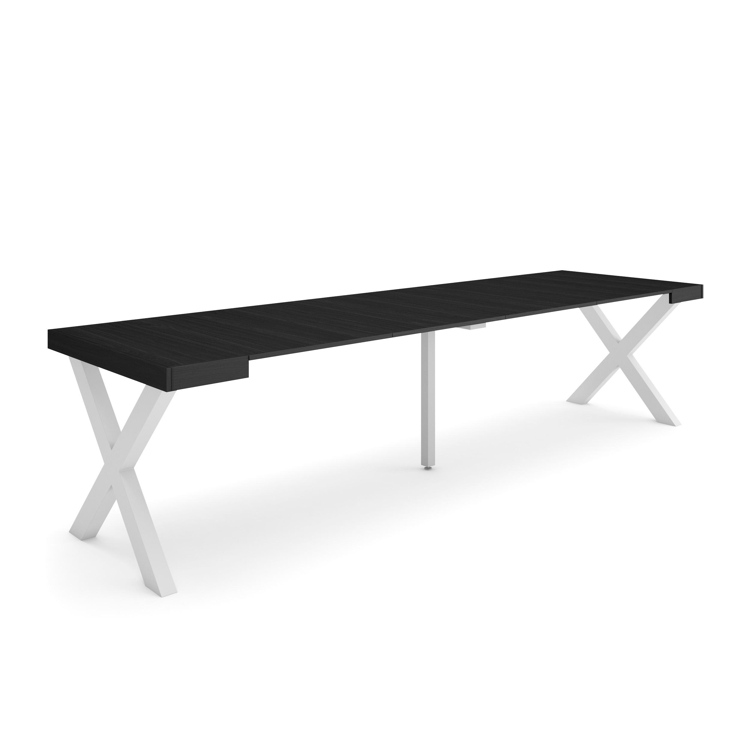 Mesa consola extensible, 58/302x90x73cm, negro, patas madera maciza rf2840