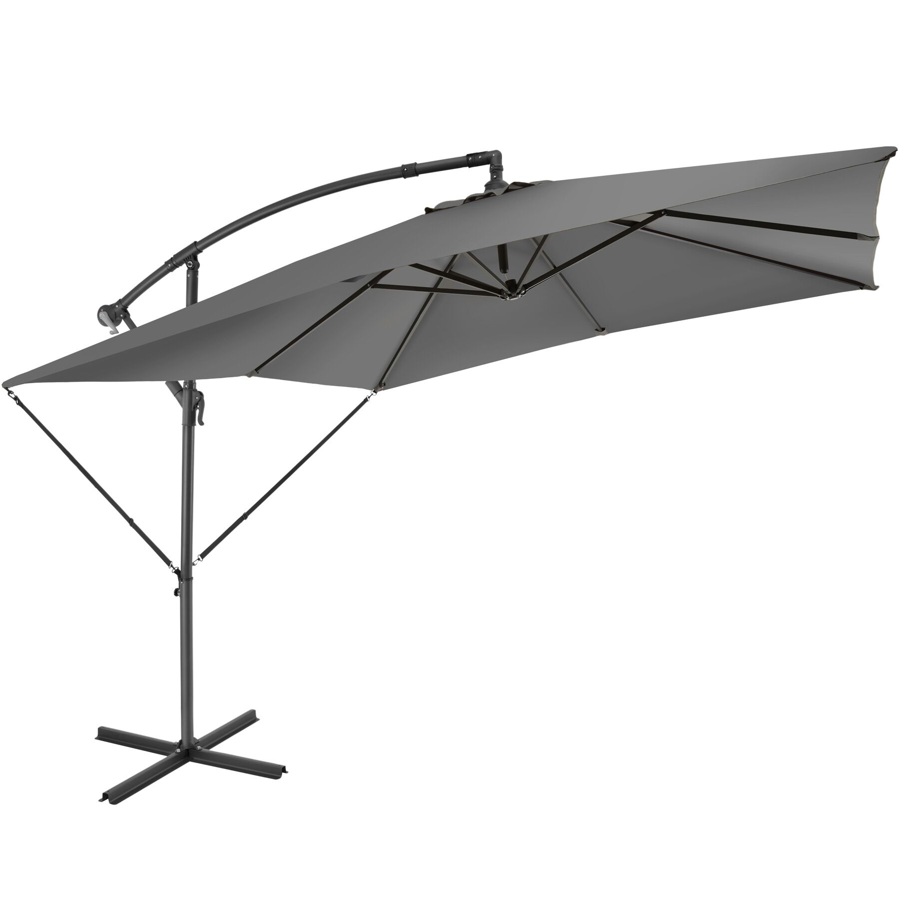 Parasol con manivela con inclinación ajustable, gris claro 2,5 x 2,5 m