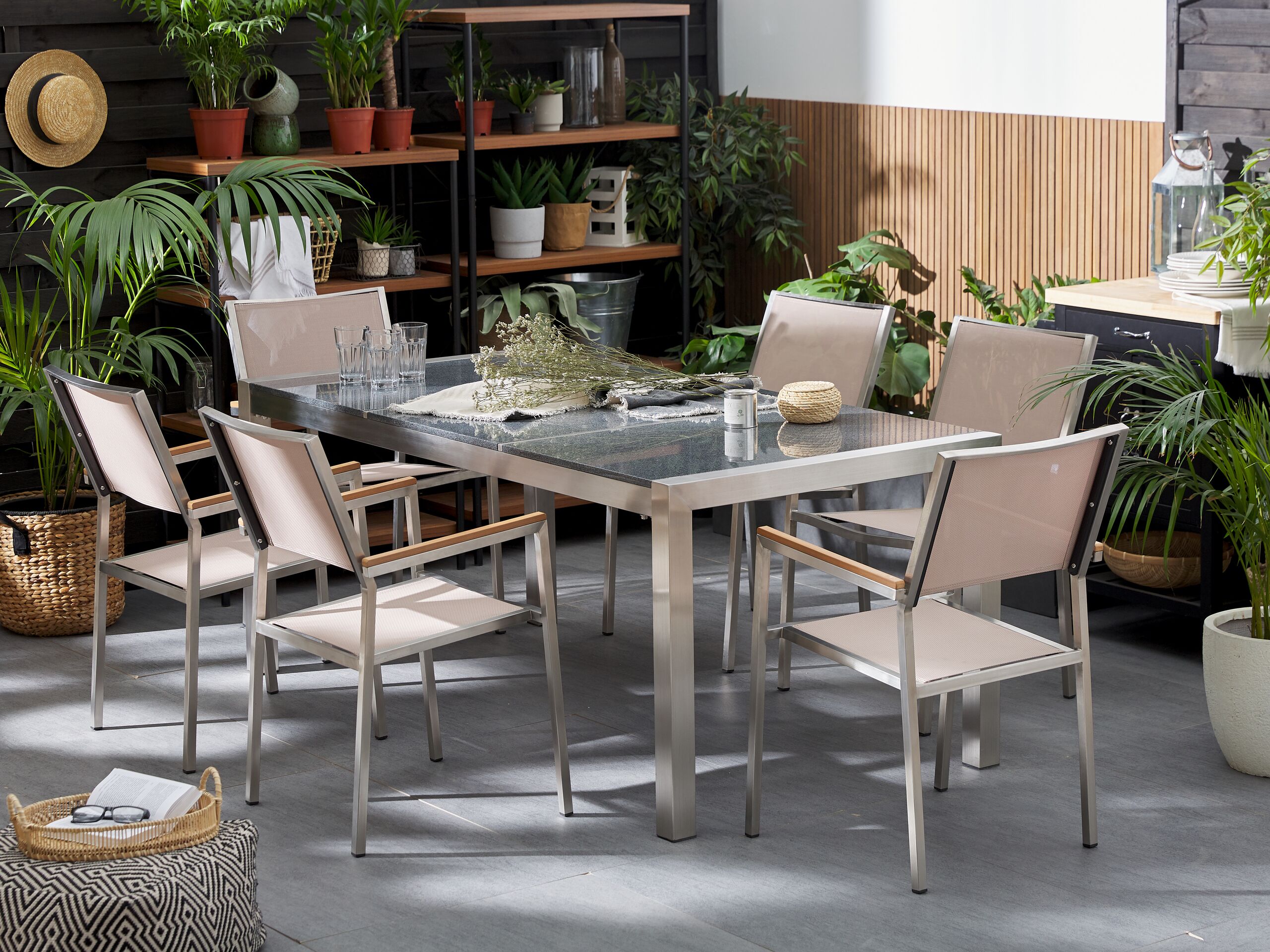 Conjunto de comedor gris grosseto