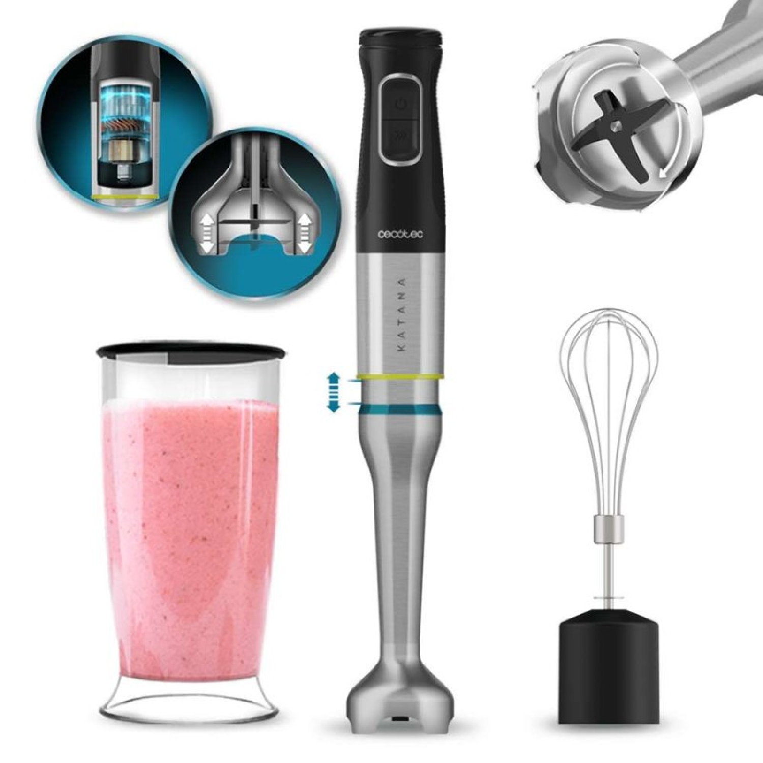 Cecotec batidora de mano katana 15 cream b. 1500 w, 21 velocidades y turbo