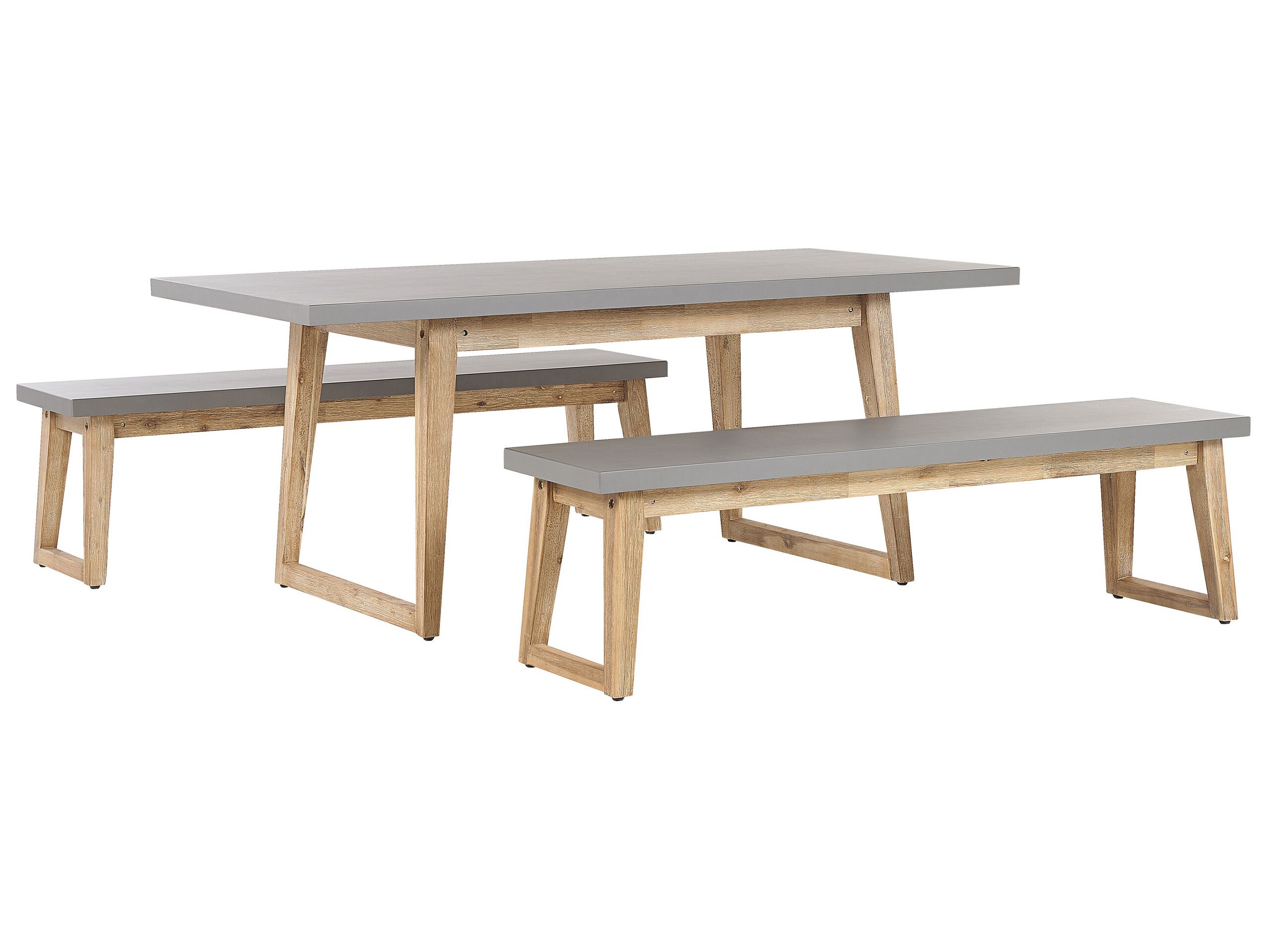 Conjunto de comedor exterior con bancos 6 plazas oria cemento gris