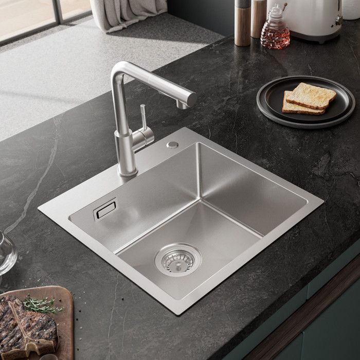 Fregadero de cocina 45x45cm - sofetiy max - 1 cubo acero inoxidable