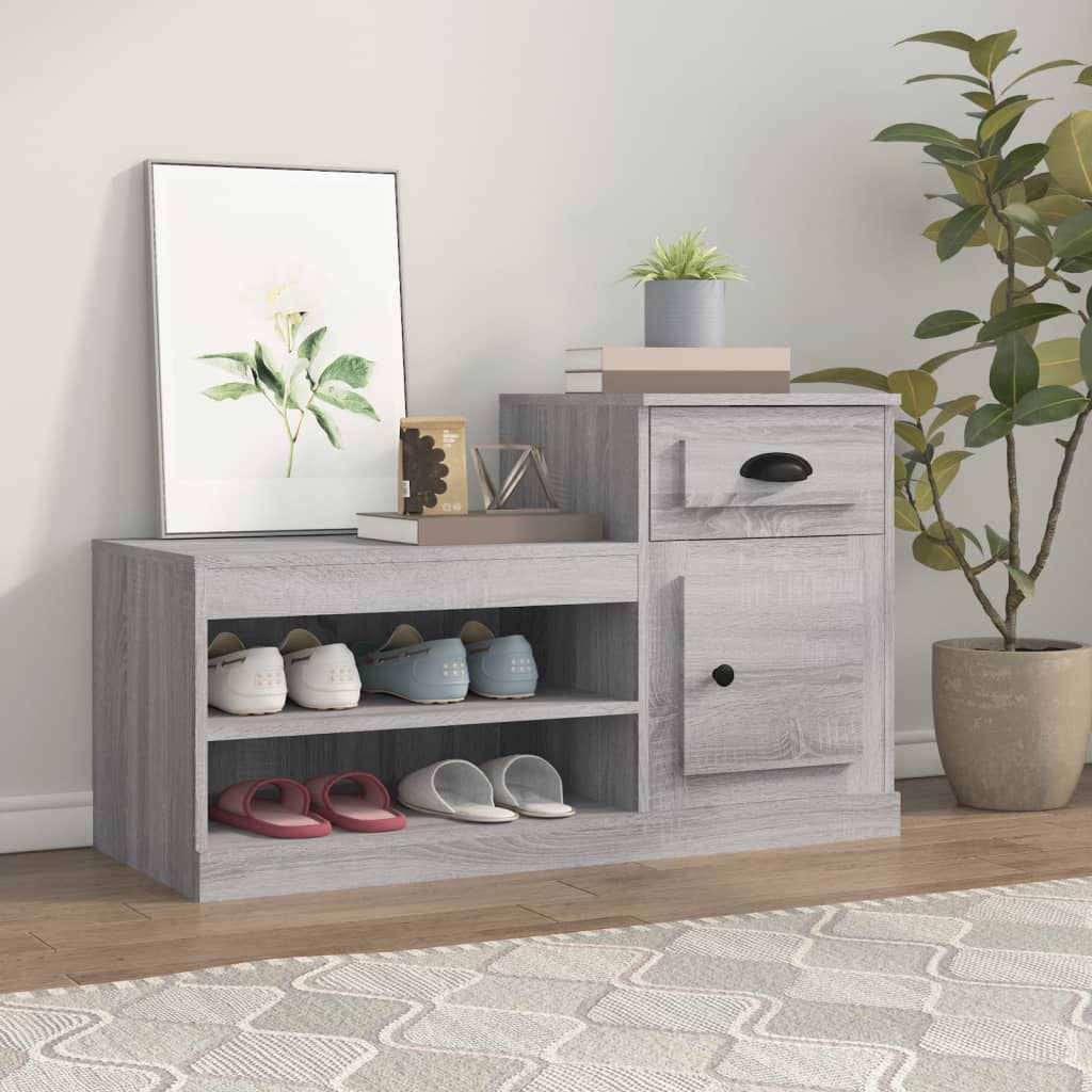 Mueble zapatero madera contrachapada gris sonoma 100x42x60 cm