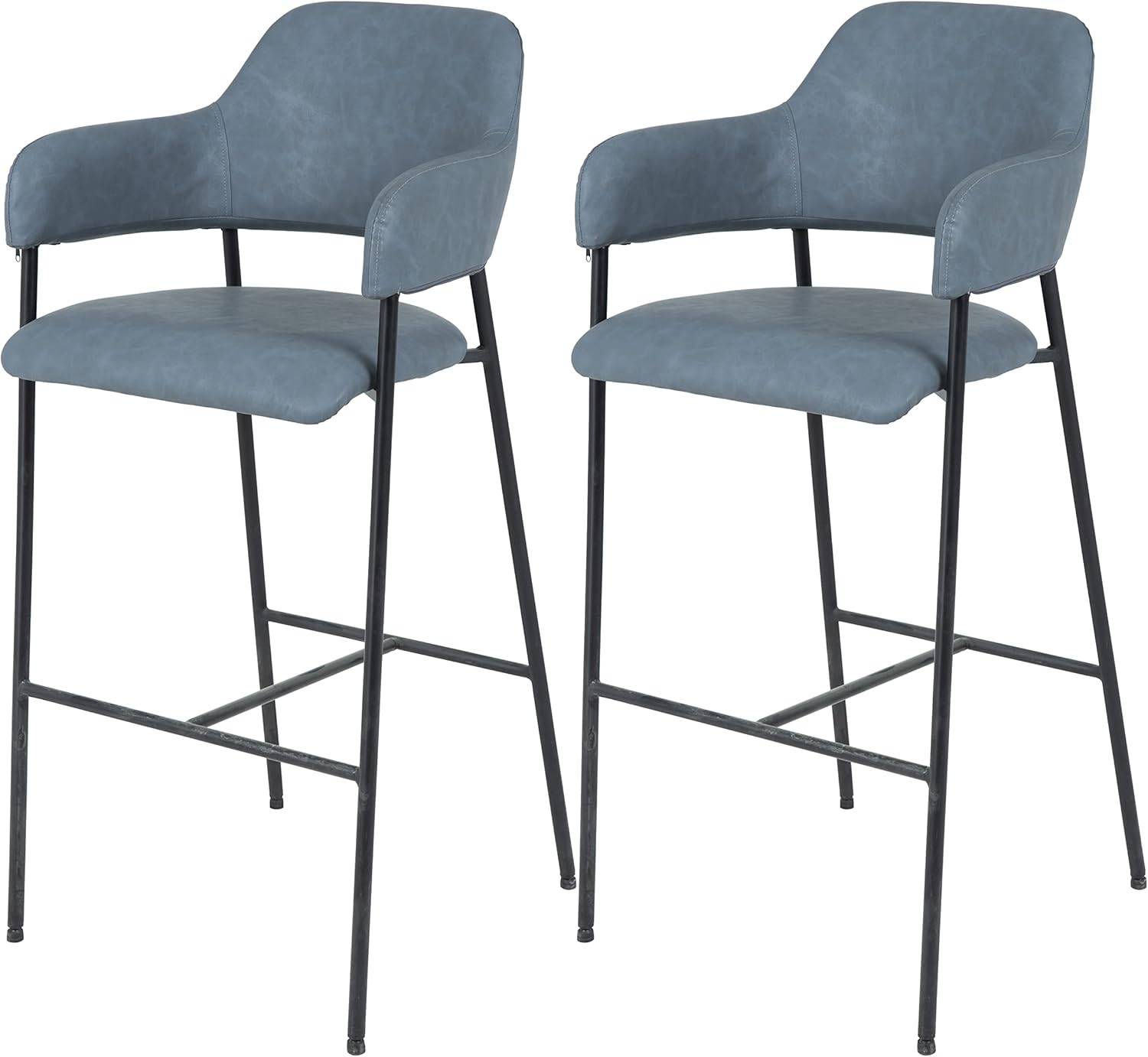Momma Home set de 2 taburetes dria en polipiel azul