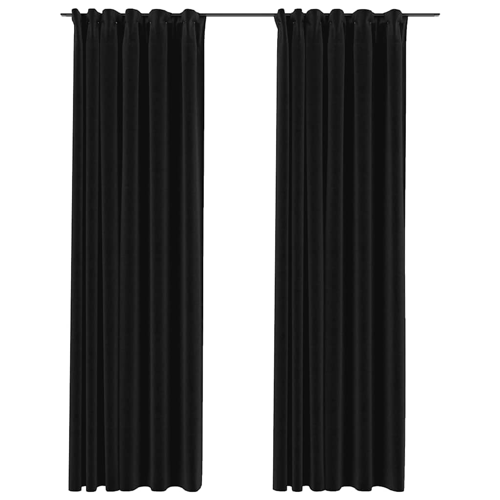 vidaXL cortinas opacas ganchos look de lino 2 pzas antracita 140x245cm