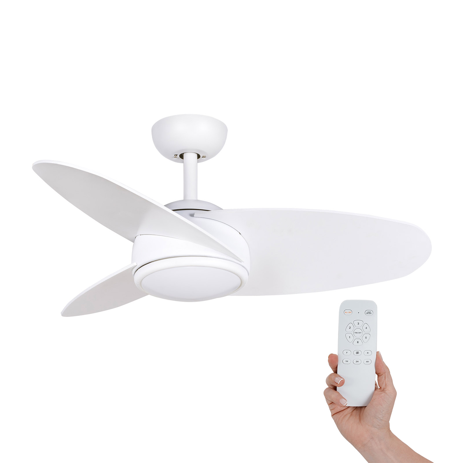 Ventilador de techo kekai levante dc 105x38 cm 55w blanco con aspas blancas
