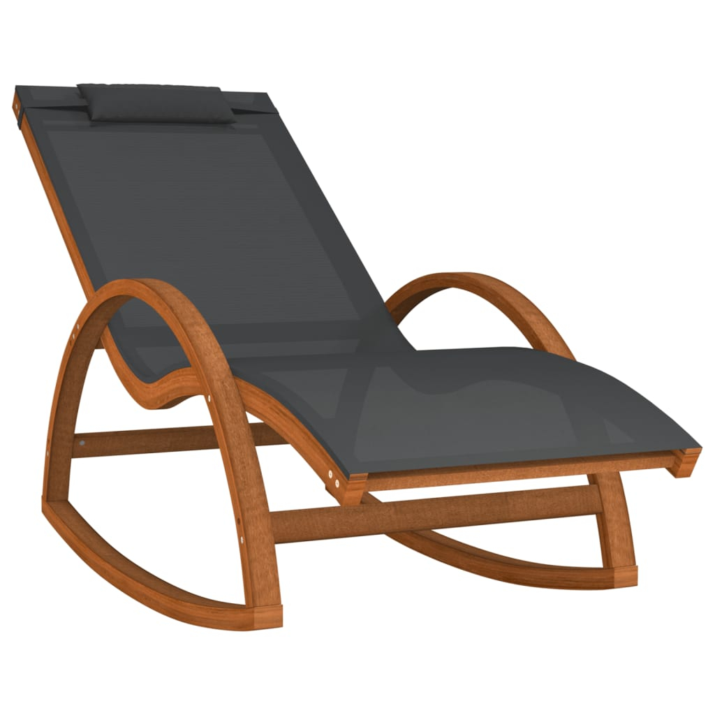 vidaXL mecedora de textileno gris y madera maciza de álamo